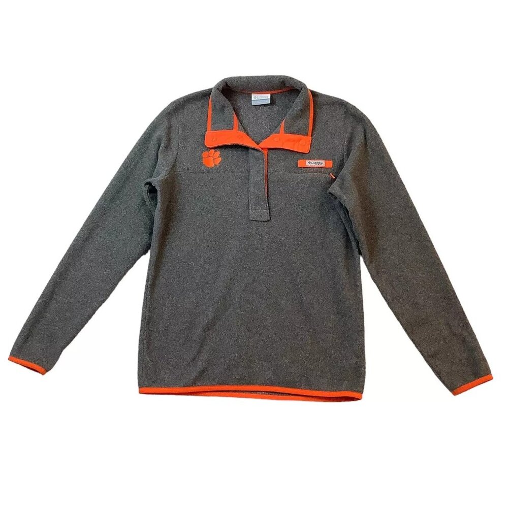 Columbia PFG Sweater Mens Size Small Charcoal Black 1/4 Button Up Pullover